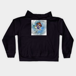 Cute fairy with her puppy on the moon Kids Hoodie